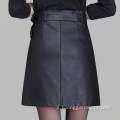 Donne Sexy PU Leather Leather A-Line Vent Skirt